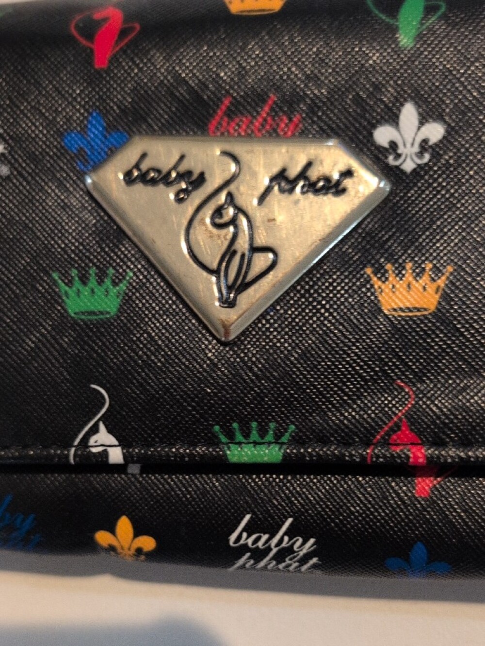 Baby Phat Black Wallet with Multicolor Logo Accents Y2K Era - Picture 2 of 14
